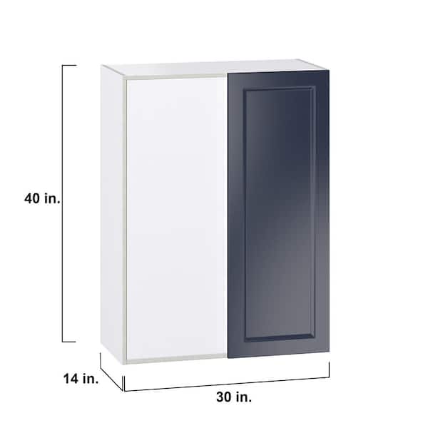 J COLLECTION Devon 30 in. W x 40 in. H x 14 in. D Painted Blue Recessed Assembled Wall Blind corner Kitchen Cabinet