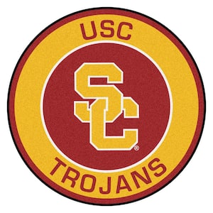 NCAA University of Southern California Gold 2 ft. x 2 ft. Round Area Rug