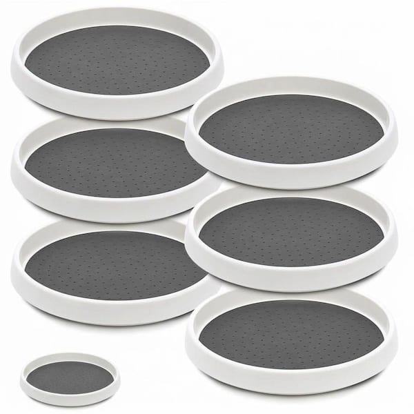 6 Pack White Rotating Cabinet Organizer Non-Skid Turntable for Kitchen Pantry Bathroom Refrigerator Storage