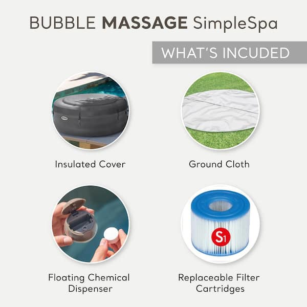 SimpleSpa Bubble Massage 4-Person 100 Jet 120 V Inflatable Hot Tub with Insulated Cover