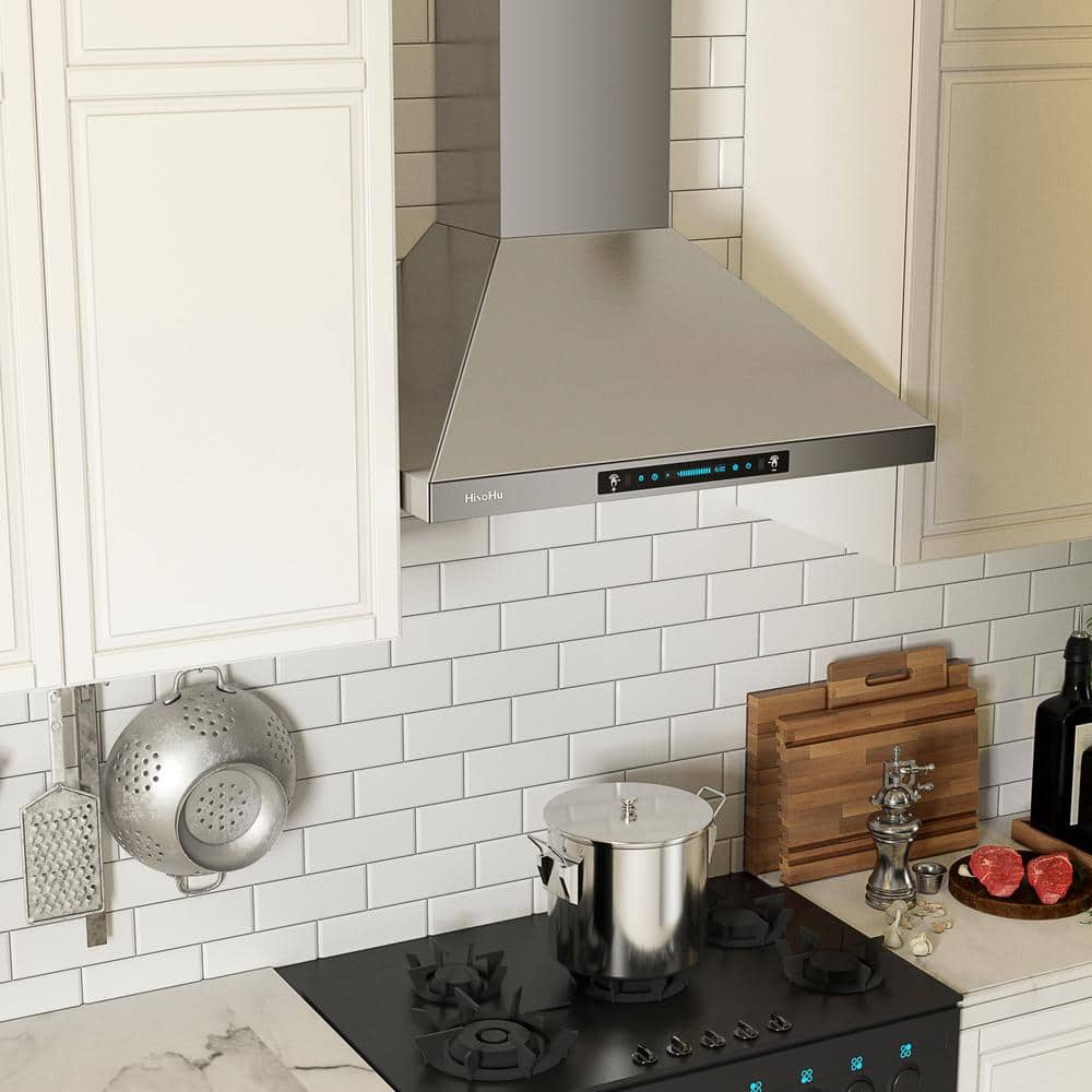 30 Inch Stainless Steel Convertible Wall Mount Range Hood with LED Lights