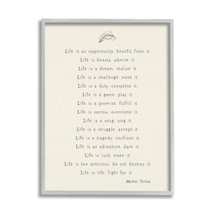 Inspirational Mother Theresa Life Quote Simple Botanical by Amy Brinkman Framed Typography Art Print 14 in. x 11 in.