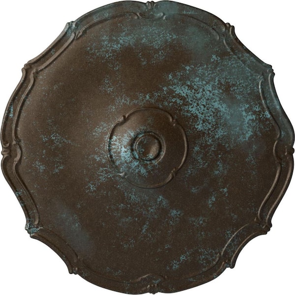 Ekena Millwork 18-7/8" x 1-1/2" Pompeii Urethane Ceiling Medallion (Fits Canopies upto 2"), Hand-Painted Bronze Blue Patina
