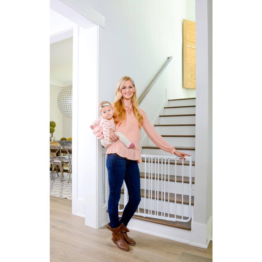 Adjustable White Aluminum Stairway Swinging Safety Gate