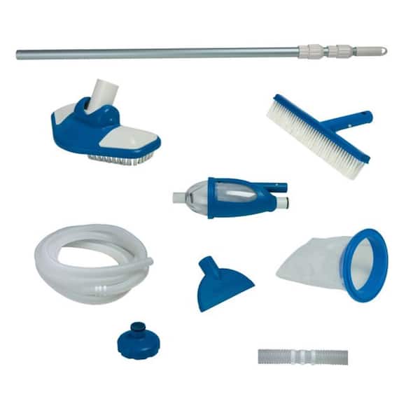 Intex Deluxe Pool Maintenance Cleaning Kit and 1000 GPH Easy Set Pool Filter Pump