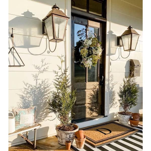 A1HC Flocked Markham 30 in. x 48 in. Coir Double Border Monogrammed D Non-Slip Outdoor Door Mat