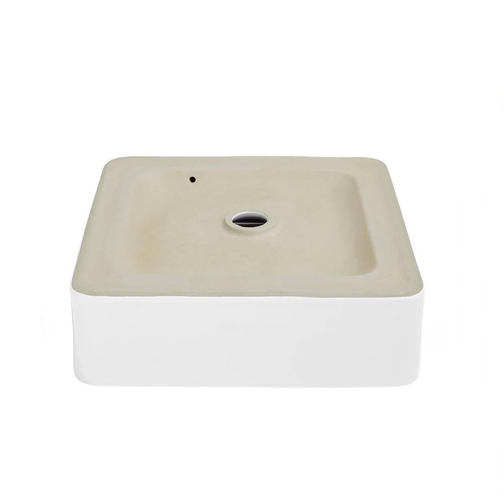 White Ceramic Square Above-Counter Vessel Sink