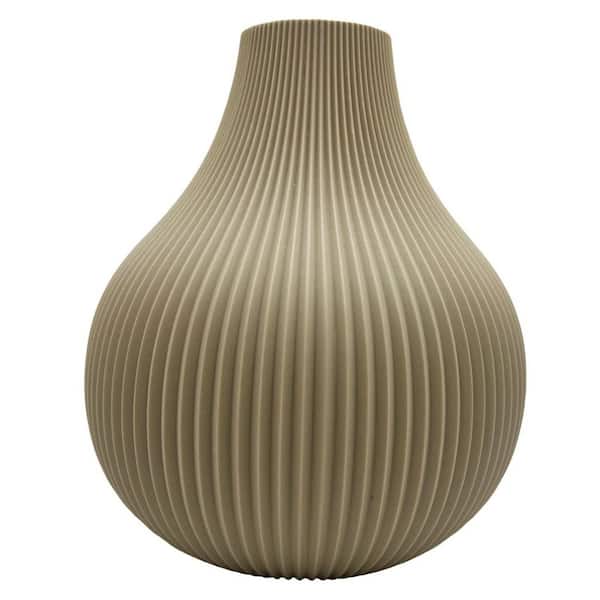 castellousa Beige 8 in. Oval Round Ceramic Subtle Textured Vase