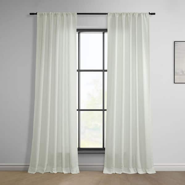 Exclusive Fabrics & Furnishings Light Iovry Classic Faux Linen Rod Pocket Light Filtering Curtain - 50 in. W x 120 in. L (1 Panel)