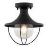 VAXCEL Dunlap Textured Black Coastal Outdoor Flush Mount Ceiling Light Clear Glass T0780