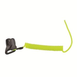 Squids Lime Coil Hard Hat Lanyard with Clamp