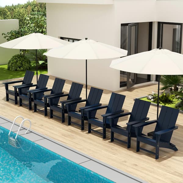 Shoreside Navy Blue 8-Piece HDPE Plastic Patio Conversation Set