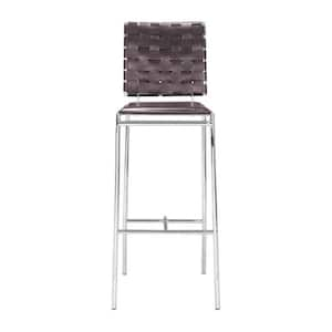 29 in. Espresso Low Back Metal Bar Chair with Upholstery Seat Set of 2