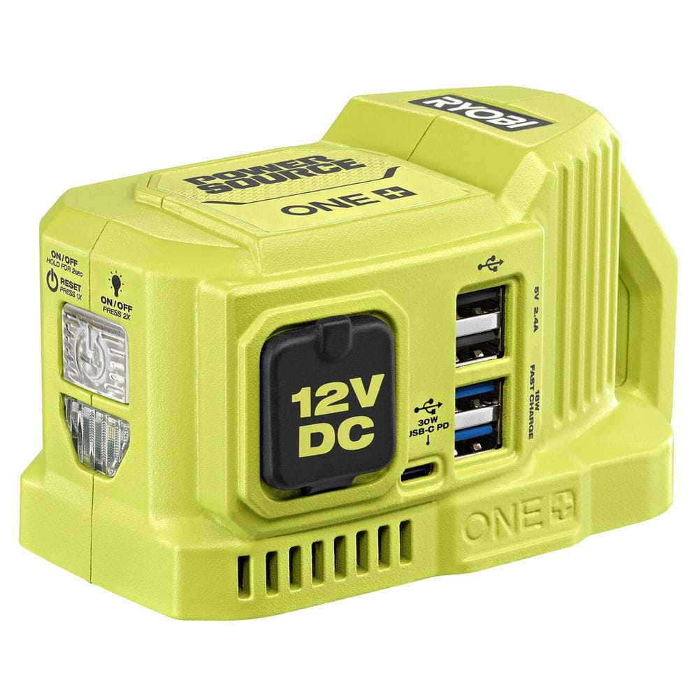 RYOBI ONE 18 Volt 120 Watt Push Start Power Source With 12 Volt Outlet ryobi-one-18-volt-120-watt-push-start-power-source-with-12-volt-outlet