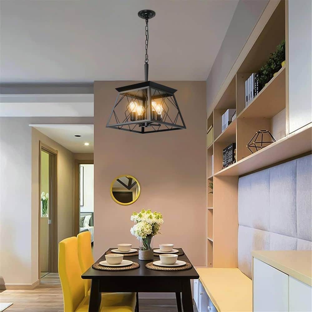 4-Light Black Industrial Chandelier for Dining Room, Living Room with No Bulbs Included price history on PriceWatchPro