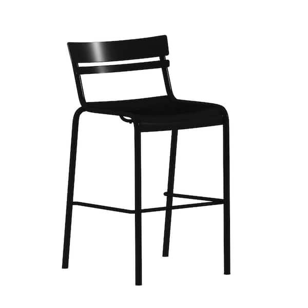 Carnegy Avenue 30.25 in Black Metal Outdoor Bar Stool