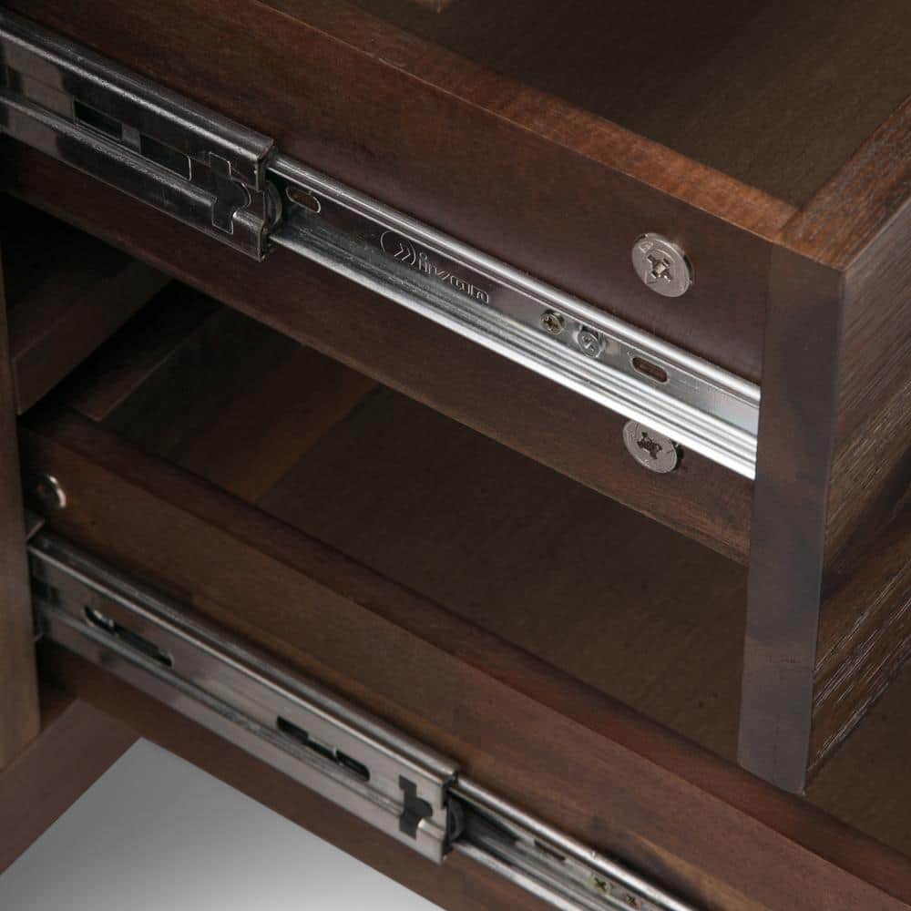Lowry Distressed Charcoal Brown Solid Acacia & Metal Sideboard Buffet