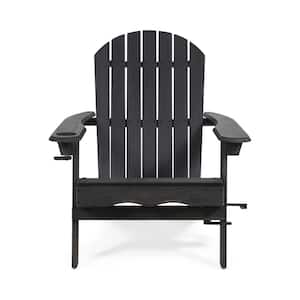 Gray Solid Wood Outdoor Patio Adirondack Rocking Chair
