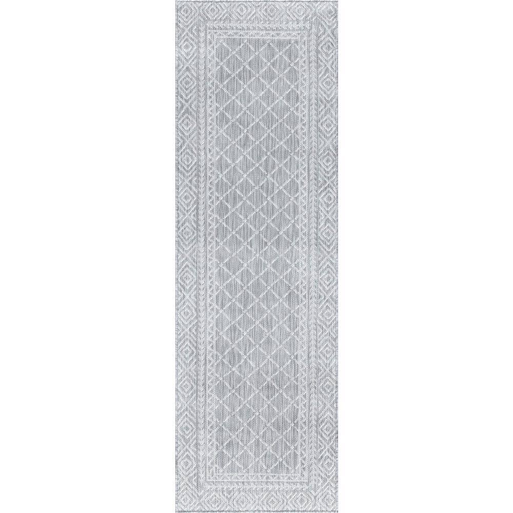 Tayse Rugs Eco Diamond Gray 3 ft. x 10 ft. Indoor/Outdoor Runner Rug ...