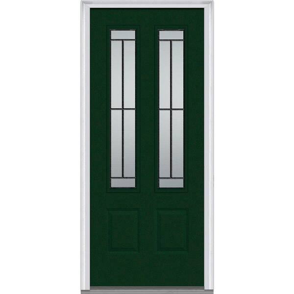 MMI Door 32 in. x 80 in. Madison Right-Hand 2-3/4 Lite 2-Panel Classic Primed Steel Prehung Front Door