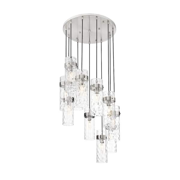 Unbranded Fontaine 11 Light Brushed Nickel Chandelier for Indoor Use with No Bulbs Included