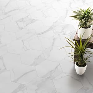 Toscana Carrara Hexagon 9 in. x 10 in. Matte Glazed Porcelain Floor and Wall Tile (8.06 sq. ft. / Case)