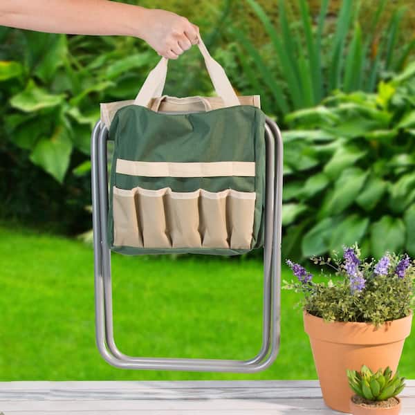 with Detachable Gardener Tool Bag Great for Fishing Outdoor Sports Gift Folding Garden Stool Fordable Small Multiple Purpose Chair 