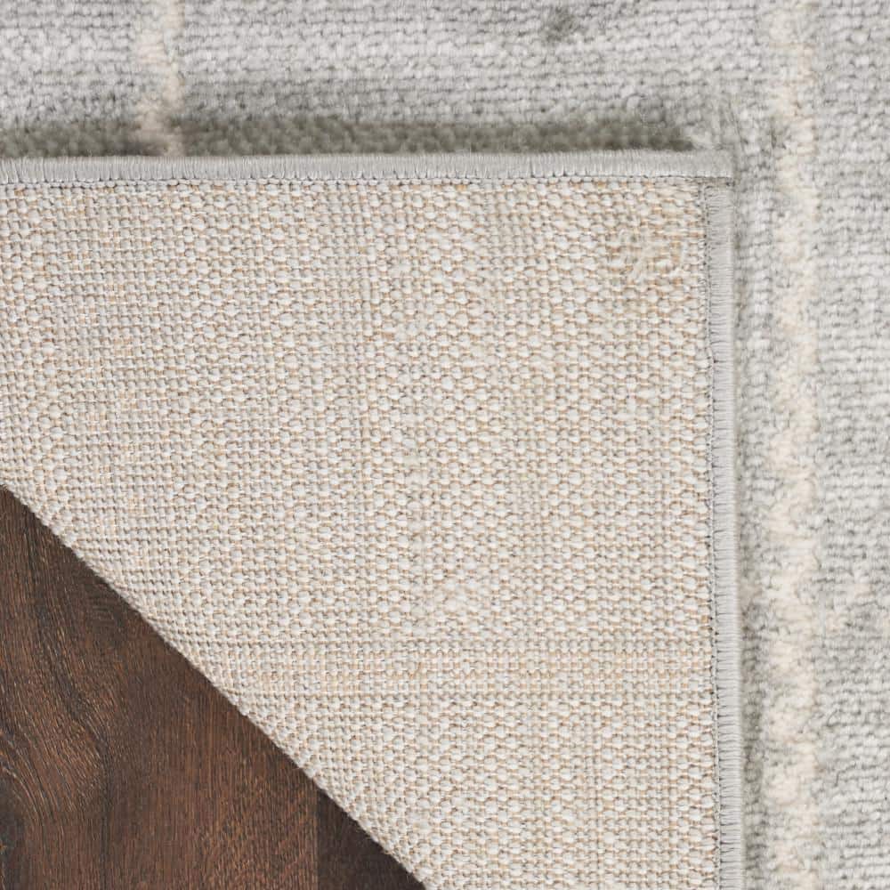 Light Grey Geometric 8' x 10' Synthetic Area Rug