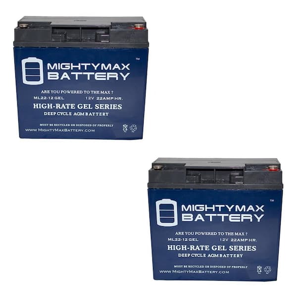 MIGHTY MAX BATTERY 12V 22AH GEL Battery Replaces Wheelchair/Electric Scooter  - 2 Pack MAX3906301 - The Home Depot