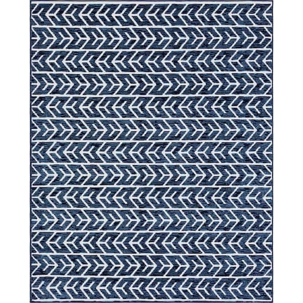 Unique Loom Sabrina Soto Navy Blue 8 ft. x 10 ft. Aston Indoor/Outdoor Area Rug