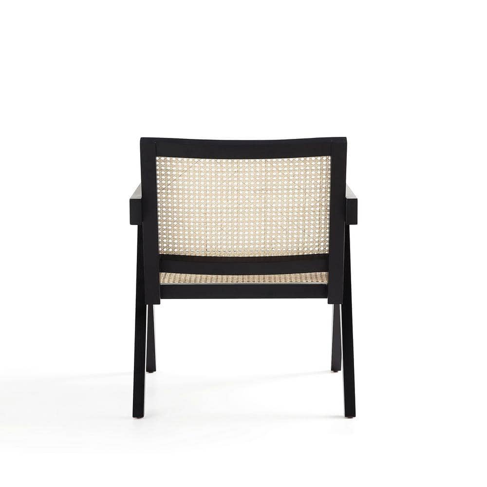 Hamlet Black and Natural Cane Wood Accent Armchair