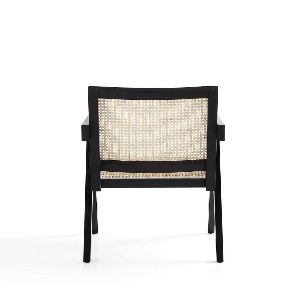 Hamlet Black and Natural Cane Wood Accent Armchair