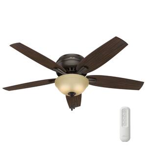 Newsome 52 in. Indoor Premier Bronze Low-Profile Ceiling Fan With LED Light Kit and Remote
