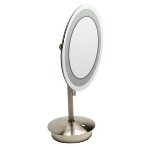 9 in. x 14.25 in. Lighted Tabletop Makeup Mirror in Brushed Nickel