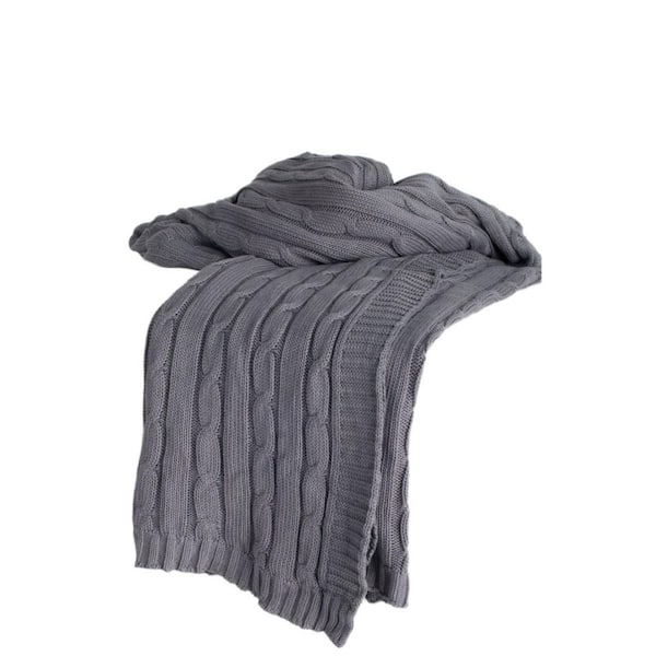 Light Gray Striped Cotton Throw Blanket