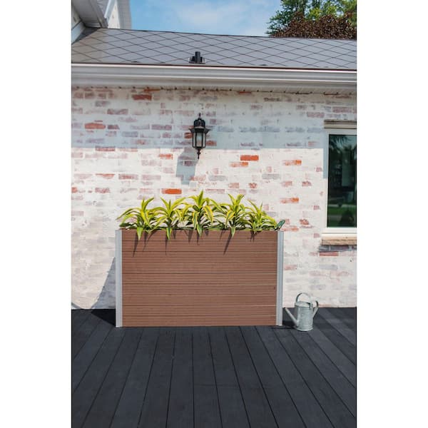 Urbana 57"L x 16"W x 33"H Large Vinyl Parklette Planter, Espresso Brown, VT17513