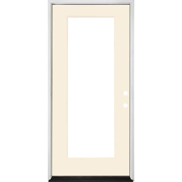 Steves & Sons Legacy 30 in. x 80 in. Full-Lite Clear Glass LHIS Linen Finish Fiberglass Prehung Front Door