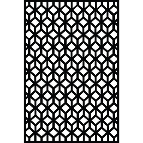 Matrix 0.3 in. x 71 in. x 3.95 ft. Cubism Recycled Plastic Charcoal Decorative Screen (3-Piece per Bundle)