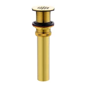 1-1/2 in. Brass Bathroom and Vessel Sink Grid Drain Stopper Strainer with No Overflow, Brushed Gold
