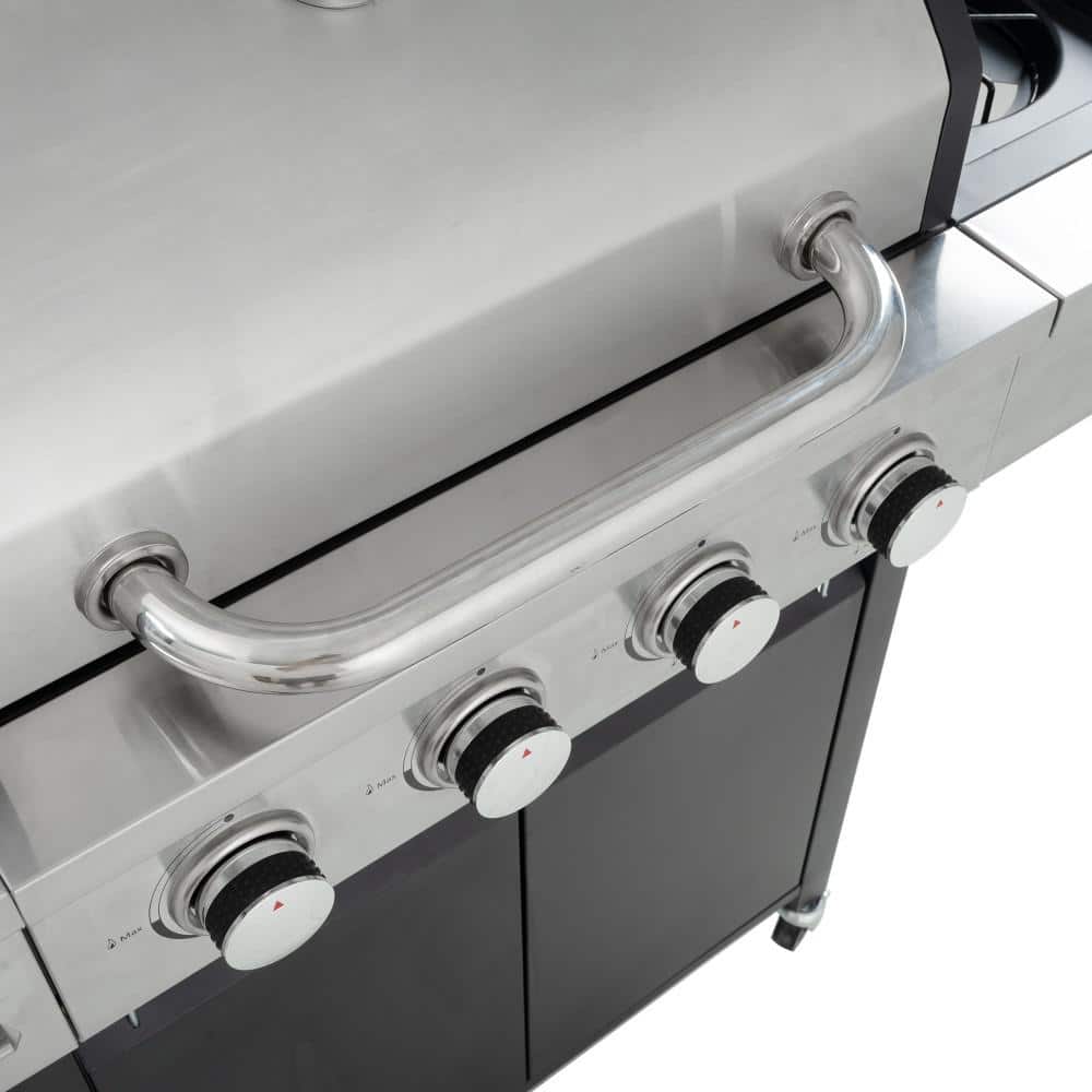 Stainless Steel 4-Burner Propane Gas Grill with Side Burner