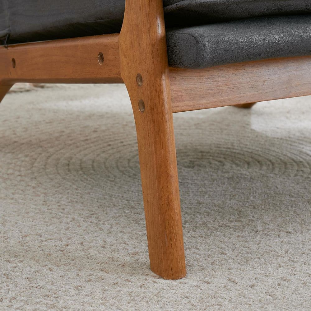 Dark Grey Velvet Arm Chair with Wood Frame