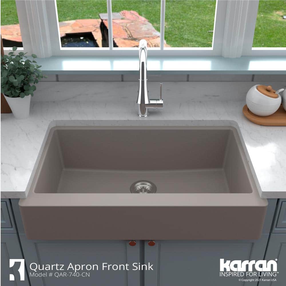34'' Matte Concrete Quartz Farmhouse Single Bowl Kitchen Sink