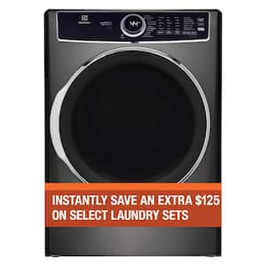 8 cu. ft. vented Front Load Stackable Electric Dryer in Titanium with LuxCare Dry and Perfect Steam