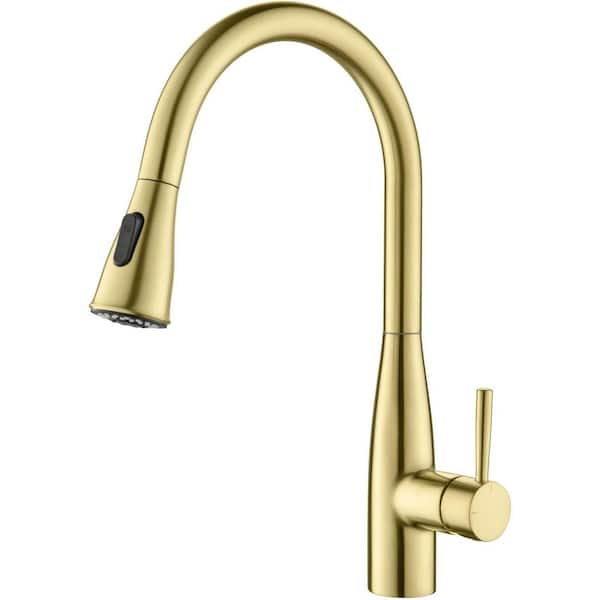 16.57 in. Single-Handle Pull-Down Sprayer Kitchen Faucet with Dual Function Sprayhead in Brushed Gold
