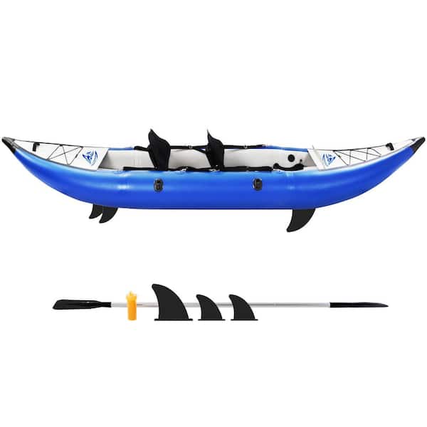 156 in. Blue Inflatable Kayak Set w/Paddle Air Pump Portable Foldable  Fishing Touring Kayaks Tandem Kayak (2-Person)