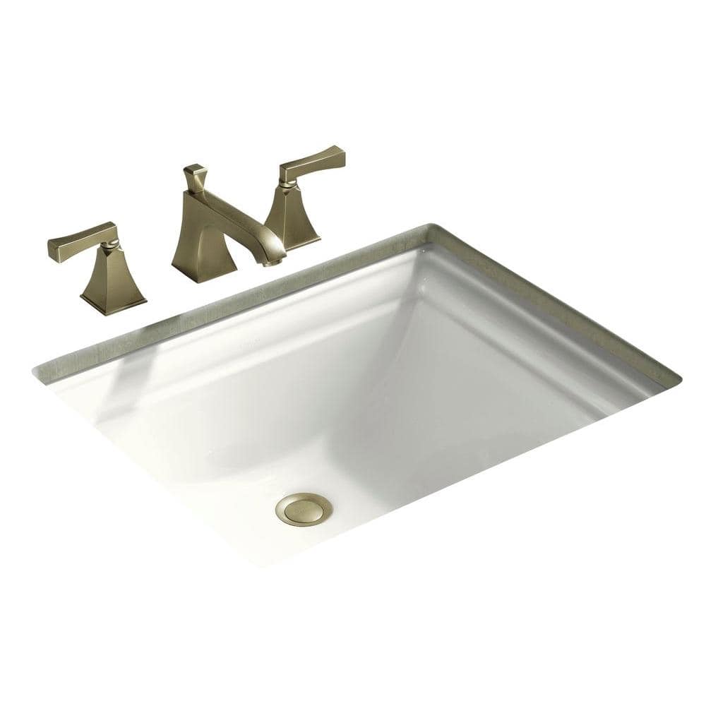 White Rectangular Ceramic Undermount Bathroom Sink