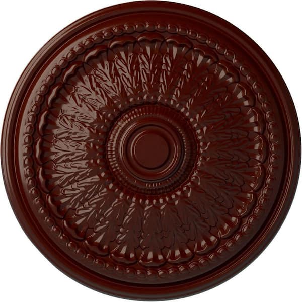 Ekena Millwork 27" x 2-1/2" Brunswick Urethane Ceiling Medallion (Fits Canopies up to 4-1/2"), Brushed Mahogany