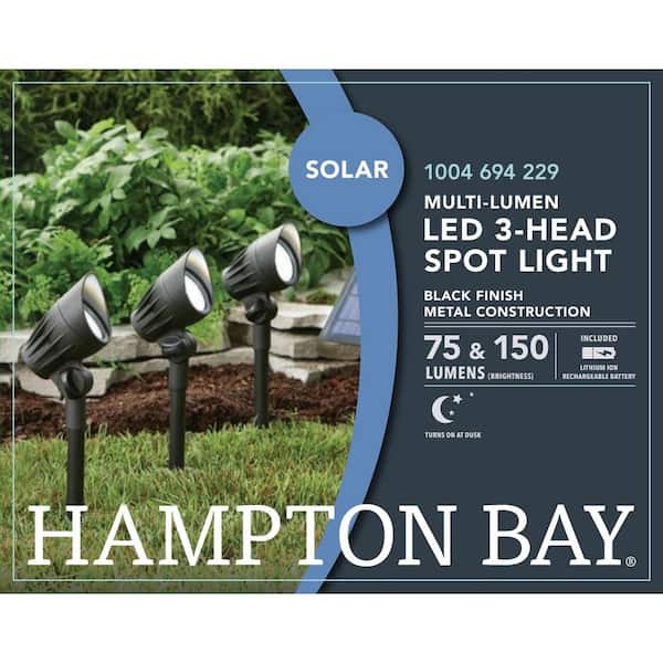 Solar Black LED 75-150 Lumen High-Low 3-Head Metal Spotlight Solar Black LED 75-150 Lumen High-Low 3-Head Metal Spotlight