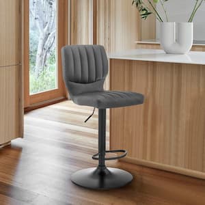 The Bardot 30-46 in. H Adjustable Gray Faux Leather Swivel Bar Stool