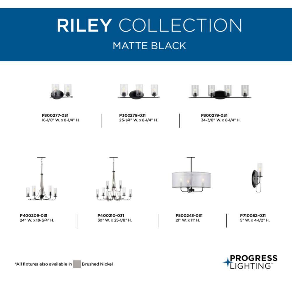 Riley Black and Brushed Nickel 9-Light Chandelier with Clear Glass Shades